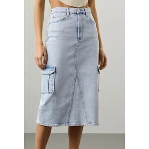 Rails Highland Stretch Denim Midi Jean Cargo Skirt Size 30